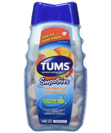 TUMS Extra Strength Smoothies for Heartburn Relief Assorted Fruit 140 tablets