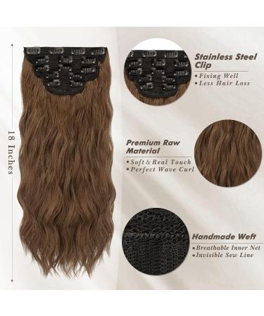 Buy Barsdar Clip-In Hair Extensions - 5 PCs Long Wavy Thick Synthetic Hair 45 cm Dark Brown Mix Auburn - For Women & Girls - Buy Online on GoSupps.com