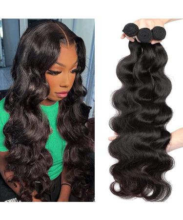 vallbest Vallbest 10A Brazilian Body Wave Human Hair 3 Bundles 18 18 18Inch 100% Unprocessed Brazilian Virgin Human Hair Weaves Bundles Body Wave Hair Extensions Natural Black for Black Women Body Wave Bundles 18 18 18