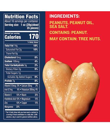 PLANTERS Salted Cocktail Peanuts - 16oz Canister | Plant Based Protein Party Snacks - Buy Online on GoSupps.com