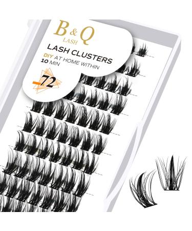 Cluster Lashes D Curl 14mm 72 Clusters B&Q Lash Clusters Individual Lashes Volume Eyelash Clusters DIY Lash Extensions Soft Wispy Cluster Eyelash Extensions DIY at Home (B08 D-14mm) D-14 mm B 08