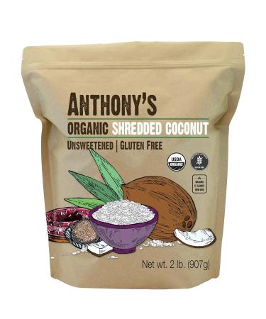 Anthony's Organic Shredded Coconut, 2 lb, Unsweetened, Gluten Free, Non GMO, Vegan, Keto Friendly - Buy Online on GoSupps.com