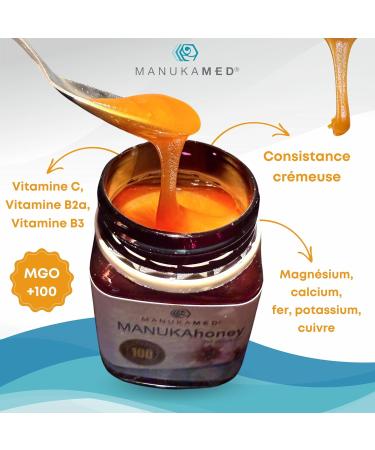 ManukaMed Manuka honey from New Zealand 100% pure with a certified content of methylglyoxal Natural product Manuka honey 250 g (MGO+100) - Buy Online on GoSupps.com