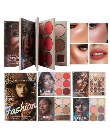 Makeup Book Palette | 4-Layer Fusible Illuminator Eye Shadow Palette and Pigmented Face Makeup for Women Girls Skin Types Birthday Christmas Party Appointment Holidays