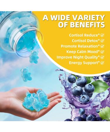 Cortisol Supplements Gummies for Women - Cortisol Manager for Stress Relief and Sleep with Magnesium, Ashwagandha, L-Theanine -Cortisol Health & Cortisol Detox for Women - 60 Vegetarian Gummies Blueberry 60 Count (Pack of 1) - Buy Online on GoSupps.com