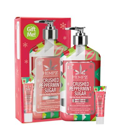 Hempz Crushed Peppermint Sugar Gift Set Body Lotion and Lip Balm for Men & Women