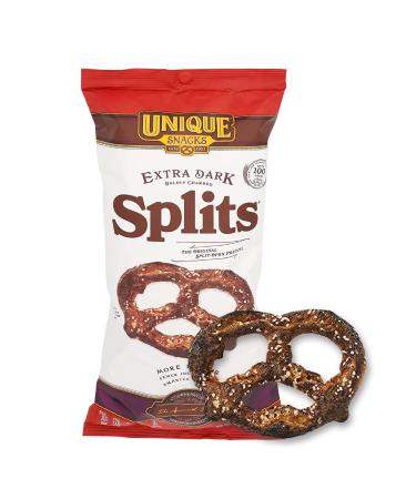 Unique Snacks Extra Dark Splits Pretzels, Original Split-Open Pretzels, Delicious Homestyle Baked Snack Bag, Vegan, OU Kosher, and Non-GMO Food, No Artificial Flavor, 11 Oz. Bag, Pack of 3