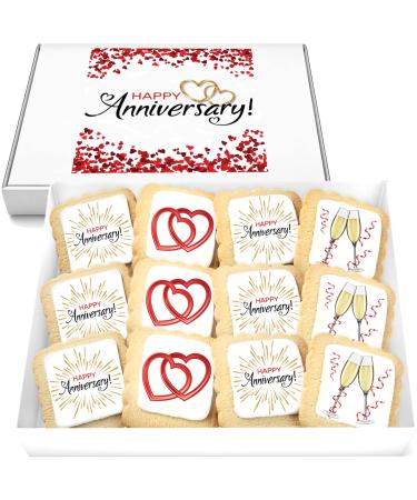 Happy Anniversary Cookies Gift Basket 12 PACK For Men Women Wife Husband Wedding Engagement Individually Wrapped | Nut Free | Kosher 12 Count (Pack of 1) Anniversary
