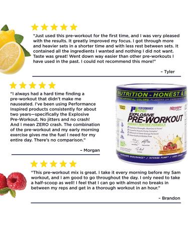 Performance Inspired Nutrition Pre-Workout Powder - All Natural Vegan Formula - Citrulline, Nitrosigine, Green Tea, Arginine, Beta Alanine - Raspberry Lemonade - 23.84 Ounce - Buy Online on GoSupps.com