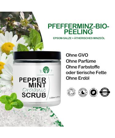 Best Organic Peeling 200g - Refreshing Peppermint | 100% Epsom Salt with Jojoba Avocado & Safflower Oil - Buy Online on GoSupps.com