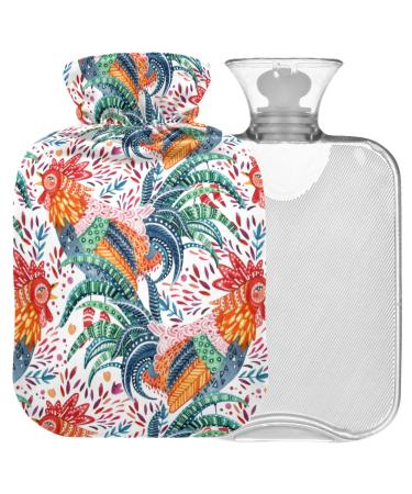 NAANLE hot water bottle with cover ethnic tap transparent hot water bottle hot water bottle for back pain relief from hand feet warmer for neck heat and cold therapy 2 L