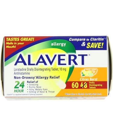 Alavert Allergy 24 HR Relief Citrus Burst 10mg 60ct | Non-Drowsy Loratadine Tablets - Buy Online on GoSupps.com