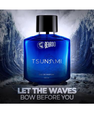 Beardo_Perfume For Men - TSUNAMI 100 ml | Intense Fresh - Marine Aromatic Notes | Strong Long Lasting Mens Perfume | EAU DE PARFUM Men|Ideal Gift For Men - Buy Online on GoSupps.com