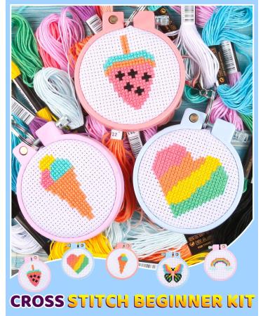 Pllieay 6 Pcs Cross Stitch Kits for Kids 7-13 | Embroidery & Needlepoint Starter Kit with Instructions for Backpack Charms & Ornaments - Buy Online on GoSupps.com