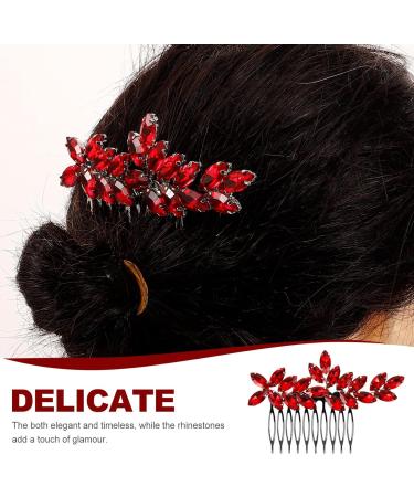 NOLITOY Wedding Hair Side Comb Bride Crystal Headpiece Full Red Rhinestone Hair Side Comb Wedding Hair Accessories for Women and Girls Supplies - Buy Online on GoSupps.com