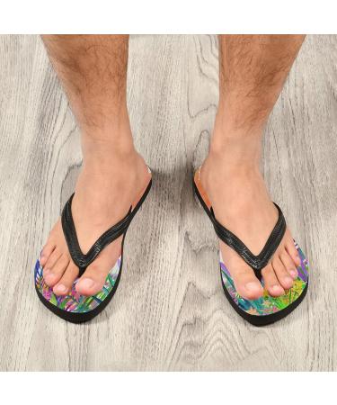 Shop Mnsruu Tropical Flower Flamingo Bird Flip Flops - Multicolor & Stylish Comfort for Summer | International Shipping - Buy Online on GoSupps.com