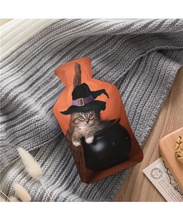 Hot Water Bottle with Cat Lid - Halloween Rubber Hot Water Bag for Pain Relief Cramps Foot Warmer & Therapy - Buy Online on GoSupps.com