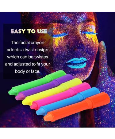 GLEEMEN Neon Face Body Paint Stick 6 Colors UV Blacklight Fluorescent Paint Kit for Adults & Kids - Non Toxic Face Painting Makeup Art Set for Halloween Party & Carnival - Buy Online on GoSupps.com