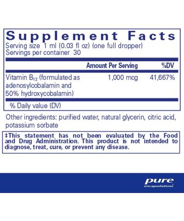 Pure Encapsulations Adenosyl/Hydroxy B12 Liquid - 1 fl. oz. | Nerve & Mitochondrial Health Support - Buy Online on GoSupps.com