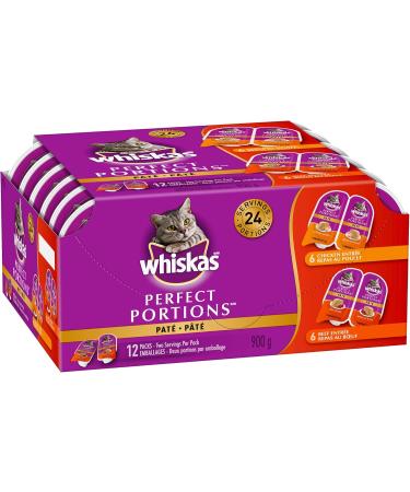 WHISKAS Perfect Portions Wet Cat Food Cuts in Gravy Chicken & Salmon (12 Pack) + WHISKAS Perfect Portions Meaty Selections Adult Wet Cat Food Pat (12x75g) Cat Food + Wet Cat Food Chicken & Salmon 75 g (Pack of 12) - Buy Online on GoSupps.com