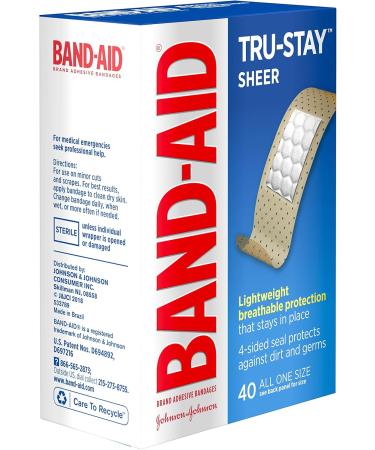 Band-Aid Brand Tru-Stay Sheer Strips - Adhesive Bandages for First Aid & Wound Care (40 ct) - International Shipping Available - Buy Online on GoSupps.com