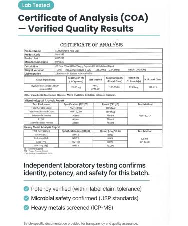 Sanare Lab Hyaluronic Acid 70mg 60 Vegan Capsules | Supports Joint Mobility Skin Hydration & Tissue Cushioning | Non-GMO Gluten-Free - Buy Online on GoSupps.com
