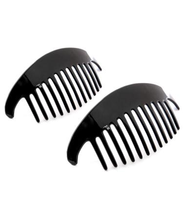 Camila Paris CP2872/2 French Hair Side Combs, Black Interlocking Combs French Twist Hair Combs, Strong Hold Hair Clips for Women Bun Chignon Up-Do, Styling Girls Hair Accessories, Made in France