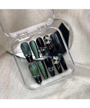 Temperament-enhancing manicure green cat's eye hand-wearing nail patch colorful green explosion(S) - Buy Online on GoSupps.com