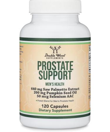 Prostate Support Supplement for Men's Health (120 Capsules) One Serving per Day for 30 Days Supports Prostate Function and Urinary Control (Saw Palmetto Pumpkin Seed Oil Selenium) by Double Wood - Buy Online on GoSupps.com