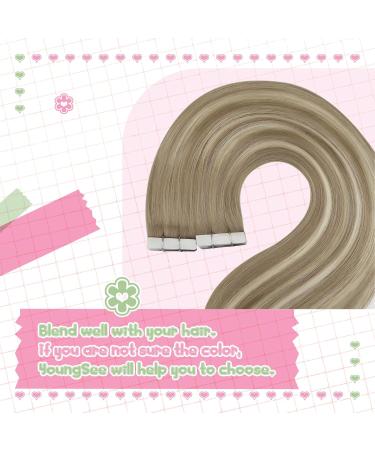 Youngsee Ombre Tape Extensions - 60 cm Real Hair Seamless Invisible Brown to Blonde 50g - Premium Quality Hair Extensions - Buy Online on GoSupps.com