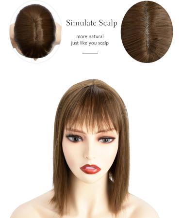Yamel Light Brown Hair Topper for Women with Thinning Hair - 10 Inch Wiglet Hairpiece with Bangs - Buy Online on GoSupps.com