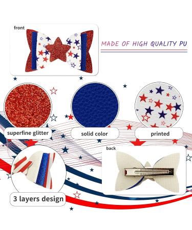 AOUXSEEM 4th of July Independence Day Hair Bow DIY Kit - 24 Sets | Pre Cut Pieces & Hair Clips Included - Buy Online on GoSupps.com