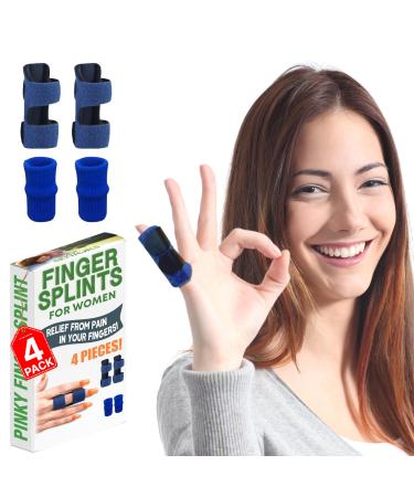 Simply Seniors Finger Splint For Women - 2 Splints & 2 Sleeves - Brace For Trigger Finger Mallet & Broken Finger Arthritis & Straightening - Pinky Middle Ring Index Fingers & Kids One Size