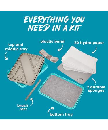 WetNDri Stay Wet Palette Kit for Acrylic Miniature Painting - 50pc Pallet Paper, 2 Sponge, Warhammer 40K Model Paint Brush Holder - Paint Mixing Storage Container with Lid - Buy Online on GoSupps.com