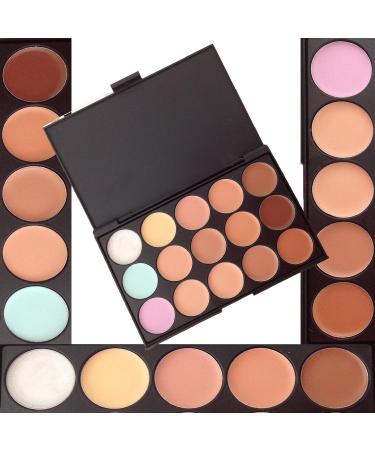 LyDia 15 Nude Colours Cream Concealer/Highlight/Face Contour Camouflage Palette Dull/Redness Skin/Black Circle kit set #1 + LyDia Professional Oval Black Face/Eye/Body Cosmetic Foundation/Concealer/Blush/Blusher/Contour/Bronzer/Powder/Eyeshadow Buffer Mak - Buy Online on GoSupps.com