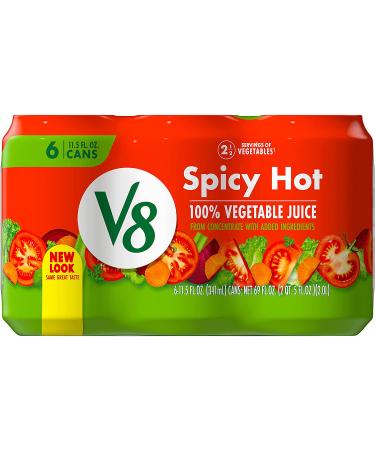 V8 Spicy Hot 100% Vegetable Juice 11.5 oz Can, Pack of 6 - 11.5 Fl Oz Spicy Hot, 6-Pack - Buy Online on GoSupps.com