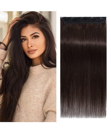 Benehair Clip in Human Hair Extensions Natural Real Hair Clip in 12Inches 40g Hair Extensions Clip In One Piece 5 Clips Human Hair Extension with Clip for Women Dark Brown #2 12Inches Dark Brown #2