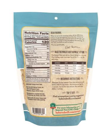 Bob's Red Mill Instant Rolled Oats  16-ounce (Pack of 4) 16 Ounce (Pack of 4) Resealable - Buy Online on GoSupps.com
