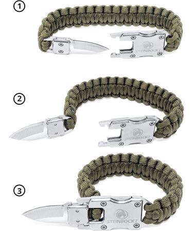 Steinbock7 Zugspitze Paracord Bracelet - Stylish Green Outdoor Companion with Practical Clasp Tool - Buy Online on GoSupps.com