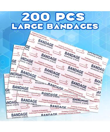 200 Pcs Large 2x3 Inch Adhesive Bandages - Waterproof Fabric Flexible Bandage Wrap for Wound Care - Skin Care Supplies - Buy Online on GoSupps.com