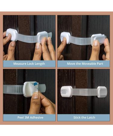 Child Safety Cabinet Lock and Strap Locks | for Children used for Fridge Cabinets Drawers Dishwasher Toilet Seat Adhesive. No Drills required and Easy Installation. - Buy Online on GoSupps.com