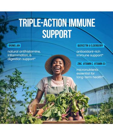 Quercetin 500mg with Zinc, Vitamin C, D3 & Bromelain - Immune Support Supplement - Buy Online on GoSupps.com