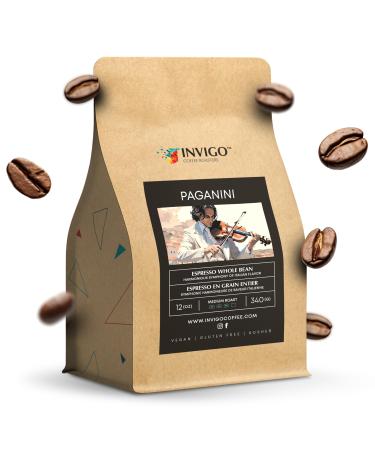 Invigo Espresso Coffee Beans 340g - Aroma-Rich Whole Coffee Bean Small Batch Local Premium Roasting Vegan & Gluten-Free Birthday or Christmas Gift Ideas for Coffee Lovers Whole Bean Paganini