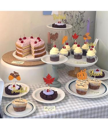 32 Pack Thankful Cupcake Toppers Glitter Thank You Cupcake Picks Autumn Fall Maple Leave Pumpkin Turkey Cupcake Decorations Thanksgiving Day Birthday Cake Decorations Colorful 9 - Buy Online on GoSupps.com