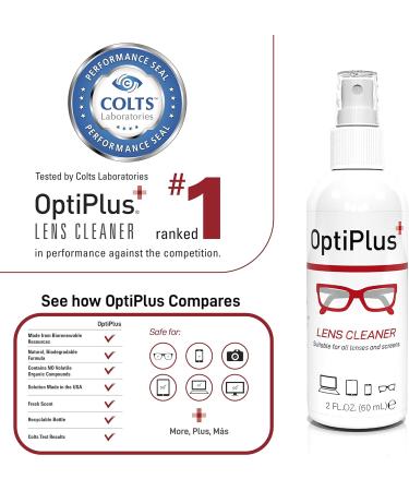 OptiPlus Lens Cleaning Spray & Premium Microfiber Cloth | Streak-Free Cleaner for Glasses Screens & More - 4oz - Buy Online on GoSupps.com