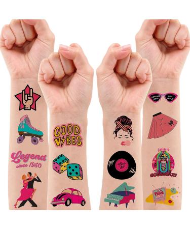 50s Temporary Tattoos (96PCS) - Birthday Party Decorations & Favors for Fans | Women, Men, Boys, Girls | School Prizes & Gifts - Buy Online on GoSupps.com