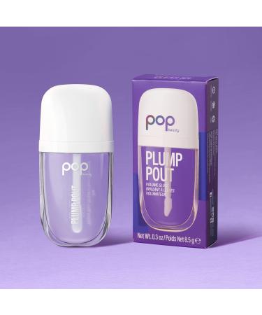 POP Beauty Plump Pout Clear Ice | Plumping Lip Oil  Hydrating Lip Gloss  Long Lasting Nourishing Lip Glow Oil Non-sticky Clear Ice 0.3 Ounce (Pack of 1)