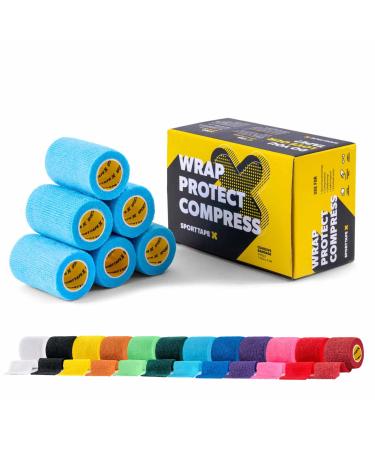 6 Rolls SPORTTAPE Self-Adhesive Football Sock Tape | 7.5cm x 4.5m - Sky Blue | Cohesive Bandage - Pet Bandage Vet Wrap for Dogs & Horses | Compression Bandage Shin Pad Tape & Football Ankle Tape Sky Blue 7.5x450 cm (Pack of 6) - Buy Online on GoSupps.com