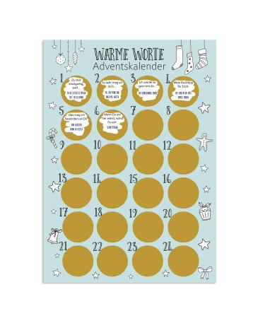 Nastami Advent Calendar to scratch off Advent Calendar A3 Christmas Calendar Scratch off Advent Calendar (WARM words)