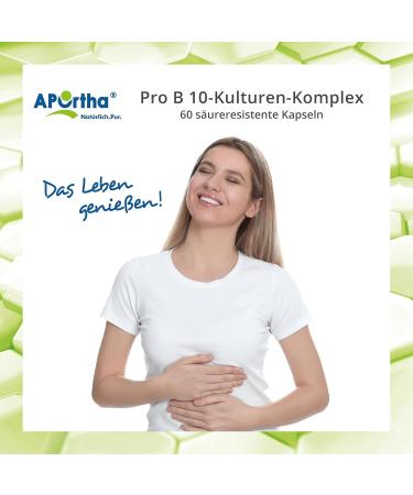 Aportha Pro B - 10 Cultures 60 Capsules | Stomach Stable Allergen-Free Gluten-Free Lactose-Free Vegetarian Probiotic Supplements - Buy Online on GoSupps.com